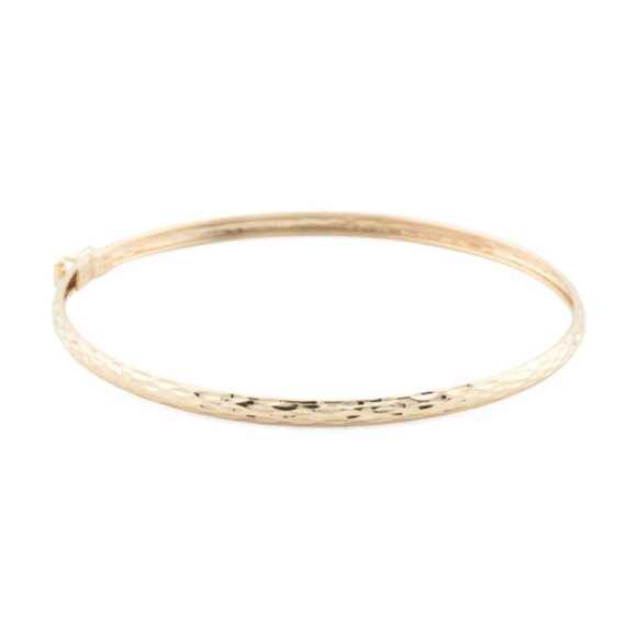 GOLDEN CLEF Jewelry - GOLDEN CLEF Made In Italy 14kt Gold Diamond Cut Hinged Bangle Bracelet